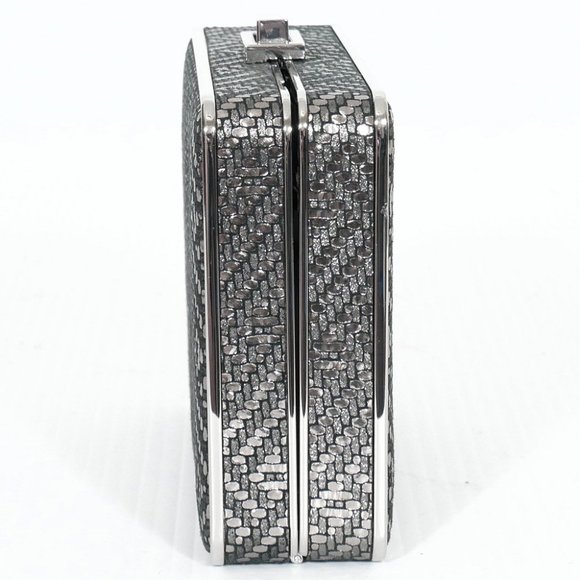 Silver Metallic Pearl Leather Medium Box Clutch - Picture 4 of 5